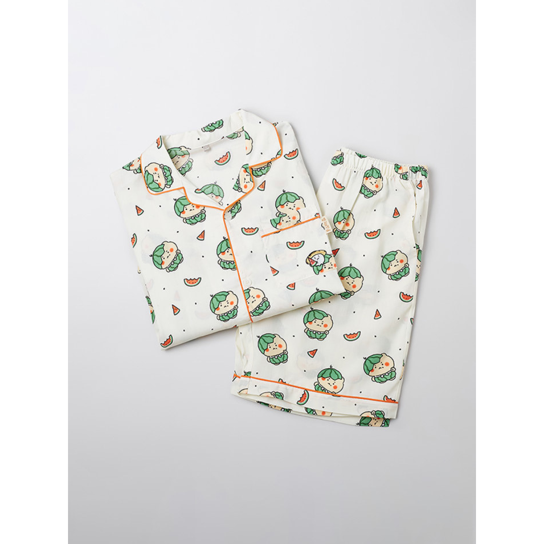 ◆SPAO◆ Mangled Bear Mangled Short Sleeve Pajamas LIGHT BLU SPAO - Mangled Bear Short Sleeve Pajamas [Ivory] – SHPLAZA