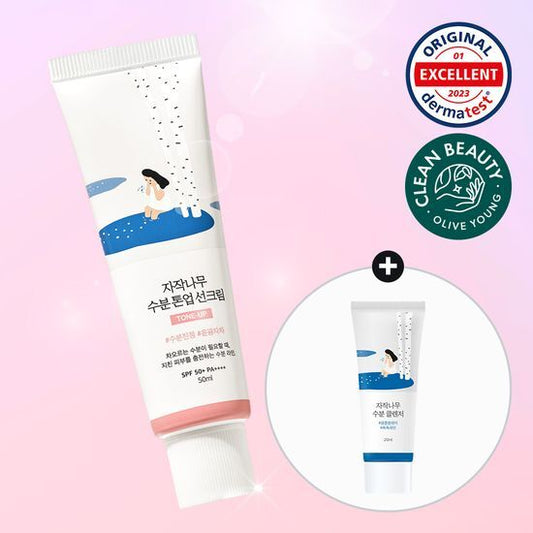 ROUND LAB - Protector solar hidratante y tonificante con jugo de abedul (50 ml + Limpiador 20 ml)