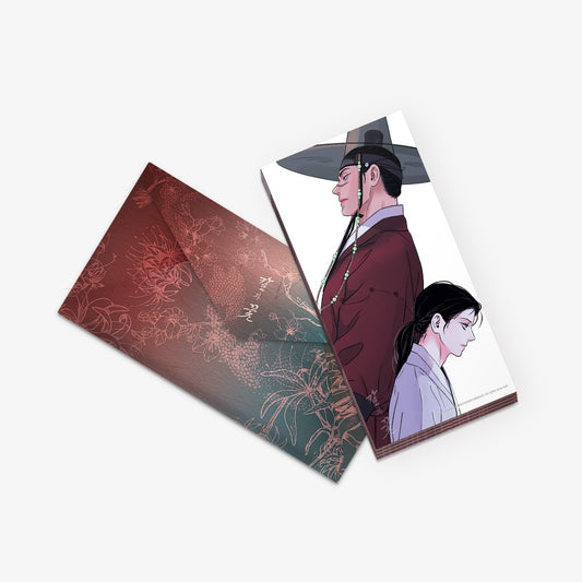 Postal de acero bajo la pantalla plegable de seda