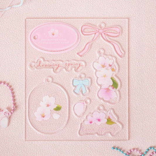 Daiso - Susurros de primavera - Llavero acrílico de flor de cerezo