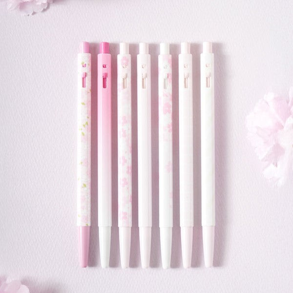 Daiso - Whispers of Spring Campus Ballpoint Pen 0.5mm Black 7 Pieces