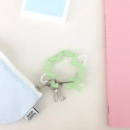 Lucky Four Leaf Clover Angel Wings Carabiner