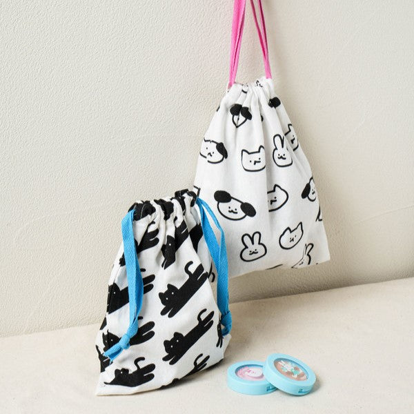 Daiso - Drawing Pattern Tightening Pouch