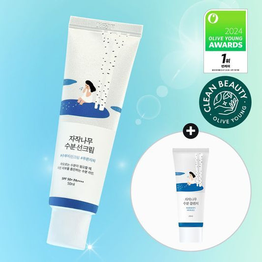 ROUND LAB - Protector solar hidratante de jugo de abedul 50 ml (+ Limpiador 20 ml)