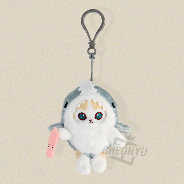 Mofusand - Llavero de peluche con disfraz de tiburón (9 cm)
