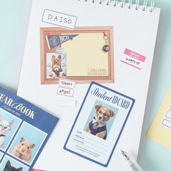 Daiso - Pegatinas de identificación de estudiante (7 hojas)