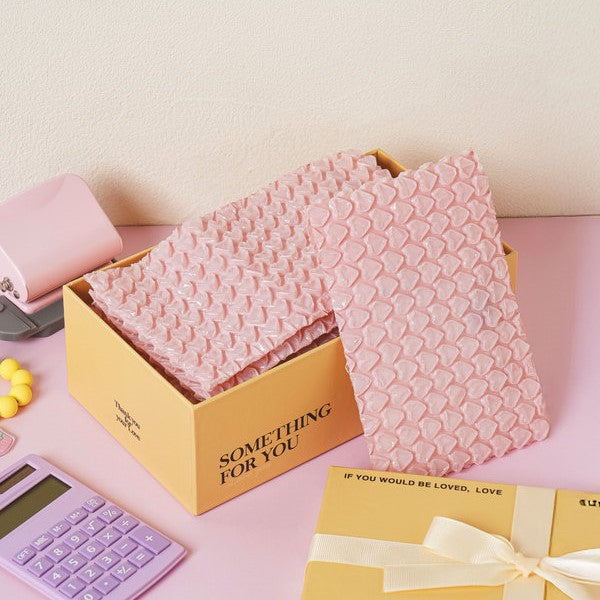 Daiso - Bolsa de burbujas con forma de corazón rosa claro (10 cm x 15 cm) 12 unidades