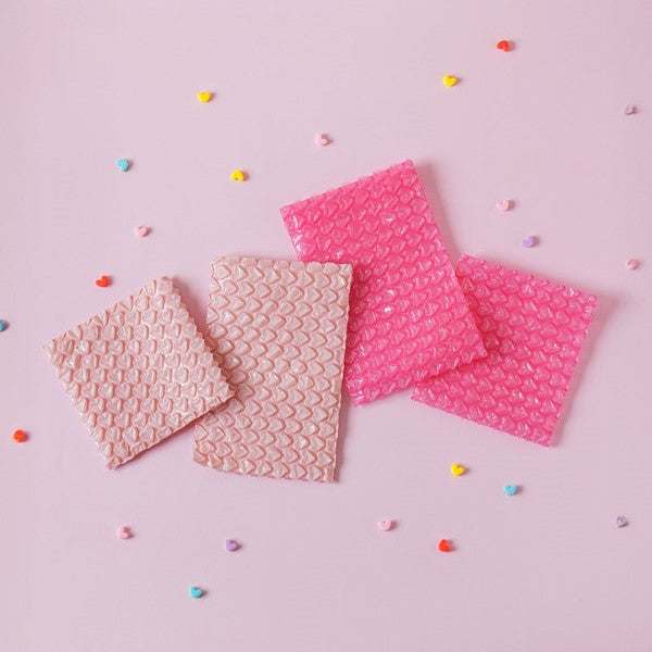 Daiso - Bolsa de burbujas con forma de corazón rosa claro (10 cm x 15 cm) 12 unidades
