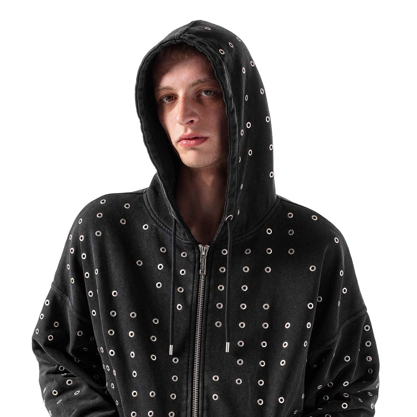 [CORTIS SEONGHYEON Pick] BIZZARE RACER WORLDWIDE Black Eyelet Hoodie (Black)