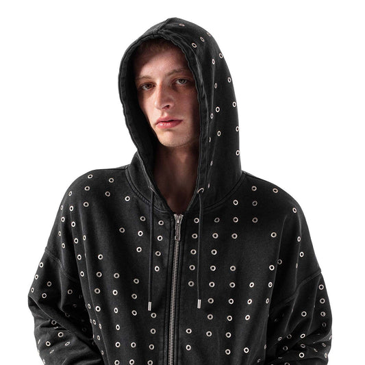 [CORTIS SEONGHYEON Pick] BIZZARE RACER WORLDWIDE Black Eyelet Hoodie (Black)