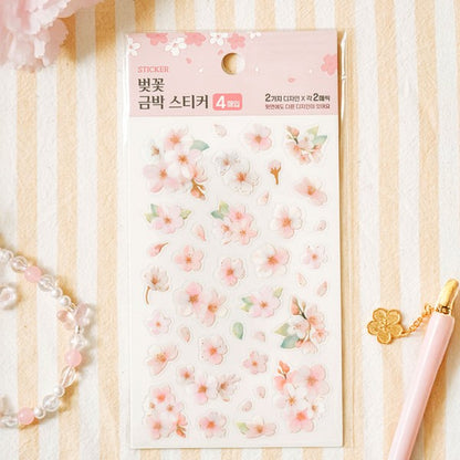 Daiso - Whispers of Spring Gold Foil Sticker 4 Sheets