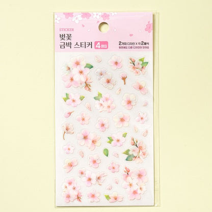 Daiso - Whispers of Spring Gold Foil Sticker 4 Sheets