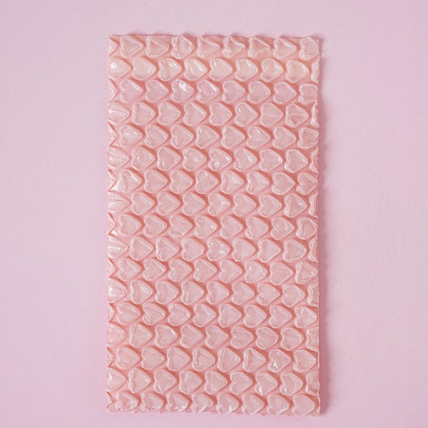 Daiso - Light Pink Heart Bubble Wrap Bag (10 cm X 15 cm) 12pcs