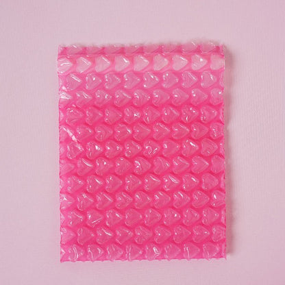 Daiso - Dark Pink Heart Bubble Wrap Bag (10 cm X 10 cm) 16pcs