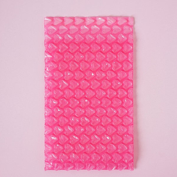 Daiso - Dark Pink Heart Bubble Wrap Bag (10 cm X 15 cm) 12pcs