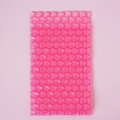 Daiso - Dark Pink Heart Bubble Wrap Bag (10 cm X 15 cm) 12pcs