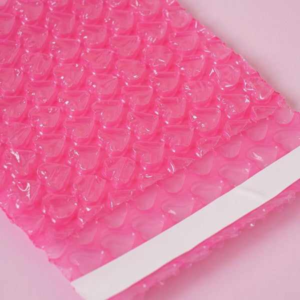 Daiso - Dark Pink Heart Bubble Wrap Bag (10 cm X 10 cm) 16pcs