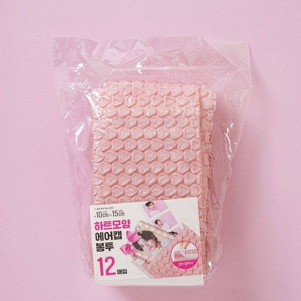 Daiso - Light Pink Heart Bubble Wrap Bag (10 cm X 15 cm) 12pcs