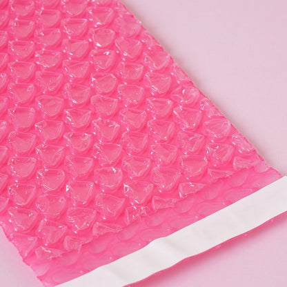 Daiso - Dark Pink Heart Bubble Wrap Bag (10 cm X 15 cm) 12pcs