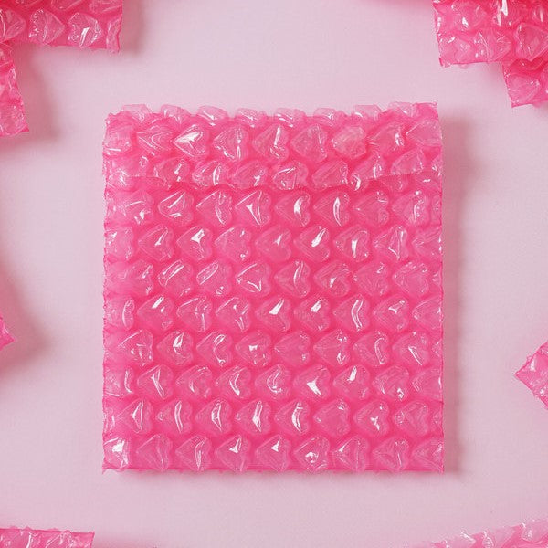 Daiso - Dark Pink Heart Bubble Wrap Bag (10 cm X 10 cm) 16pcs