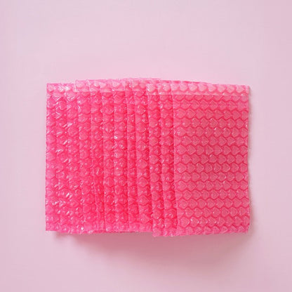 Daiso - Dark Pink Heart Bubble Wrap Bag (10 cm X 15 cm) 12pcs