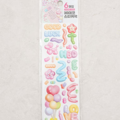 Daiso - 3D Deco Stickers (6 Sheets)