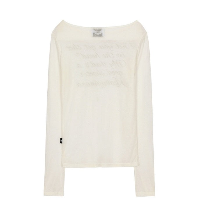 [Black Pink Jenny Pick] LETTERING SHEER LONG SLEEVE_WH
