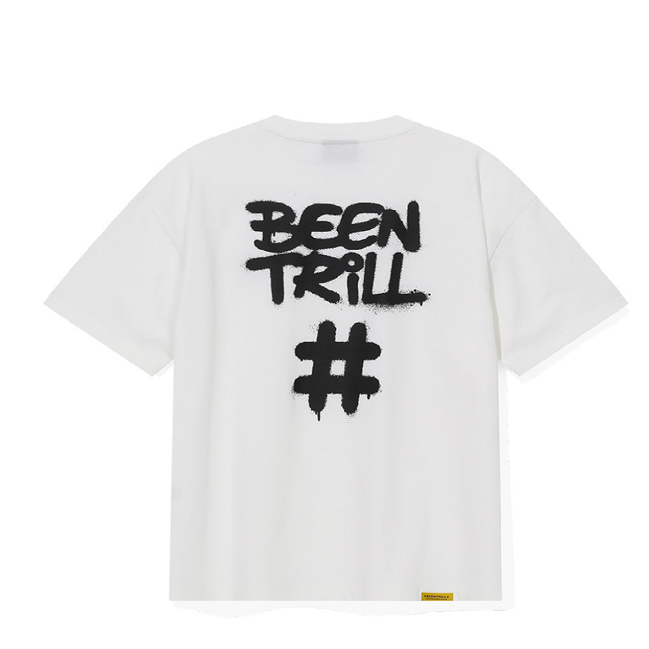 [TXT Subin Pick]BEENTRILL Spray hashtag T-Shirt - OFF WHITE