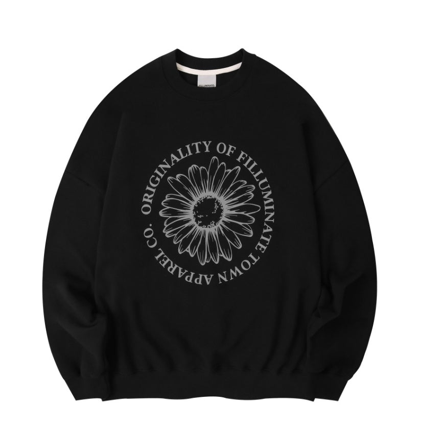 [TXT Subin Pick] Filluminate Oversized Fit Bloom Sweat Shirt - Black