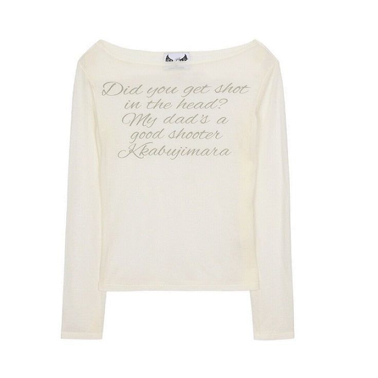 [Black Pink Jenny Pick] LETTERING SHEER LONG SLEEVE_WH