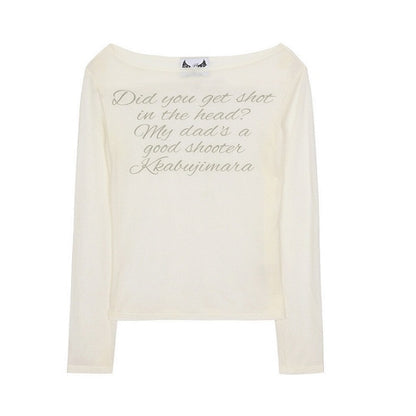 [Black Pink Jenny Pick] LETTERING SHEER LONG SLEEVE_WH