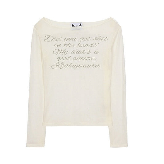 [Black Pink Jenny Pick] LETTERING SHEER LONG SLEEVE_WH