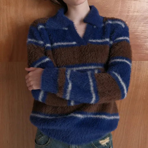 [Red Velvet SEULGI Pick] RAIVE Striped Collar Knit VK5WP293_2color