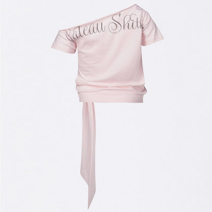[KiKi Sui Pick]Chateau Shithole Tie Tee Pale Pink