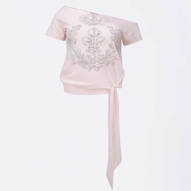 [KiKi Sui Pick]Chateau Shithole Tie Tee Pale Pink